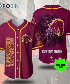 Brisbane Broncos Skull 3D Personalized Baseball Jersey Brisbane Broncos Skull 3D Personalized Baseball Jersey