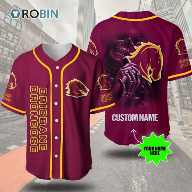 Brisbane Broncos Skull 3D Personalized Baseball Jersey