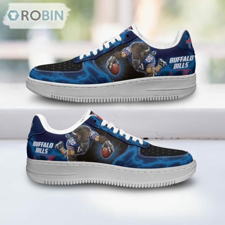 Buffalo Bills Air Sneakers Mascot Thunder Style Custom NFL Sport Shoes