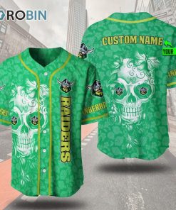 Canberra Raiders Skull Floral 3D Personalized Baseball Jersey