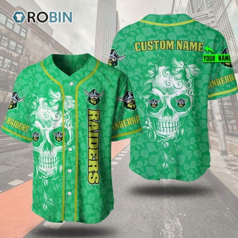 Canberra Raiders Skull Floral 3D Personalized Baseball Jersey