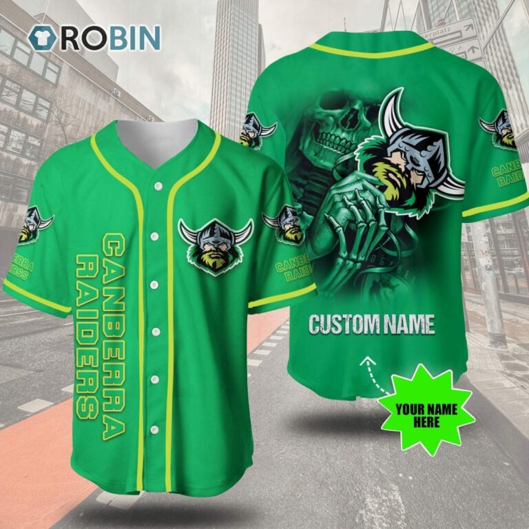 Canberra Raiders Skull 3D Personalized Baseball Jersey