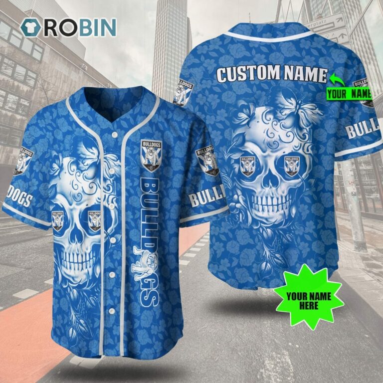 Canterbury-Bankstown Bulldogs Skull Floral 3D Personalized Baseball Jersey