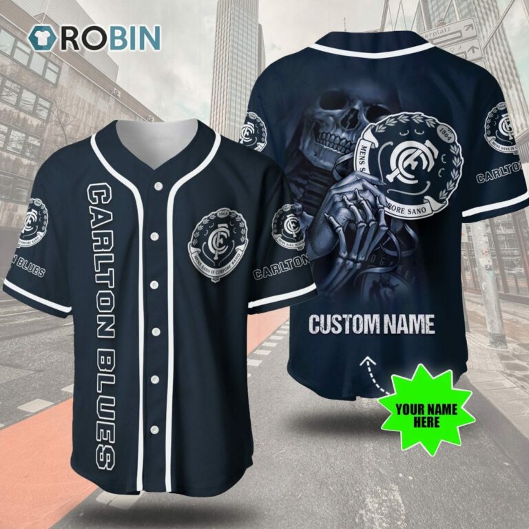 Carlton Football Club Skull 3D Personalized Baseball Jersey