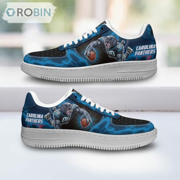 Carolina Panthers Air Sneakers Mascot Thunder Style Custom NFL Sport Shoes