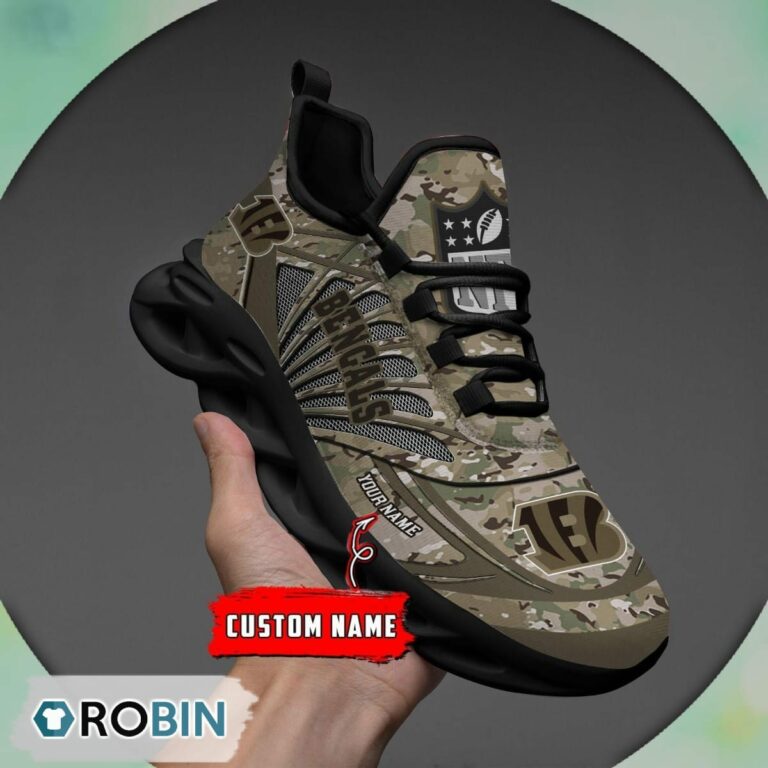 Cincinnati Bengals NFL Personalized Camo Max Soul Shoes