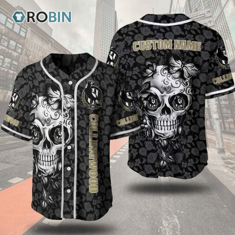 Collingwood Fottball Club Skull 3D Personalized Baseball Jersey
