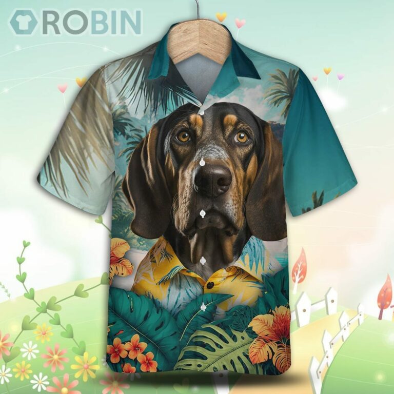 Coonhound Tropical Hawaiian Shirt, For Love Dog Shirts