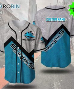 Cronulla-Sutherland Sharks Metal 3D Personalized Baseball Jersey Cronulla-Sutherland Sharks Metal 3D Personalized Baseball Jersey