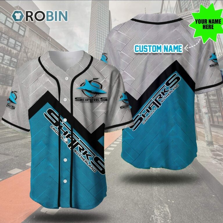 Cronulla-Sutherland Sharks Metal 3D Personalized Baseball Jersey
