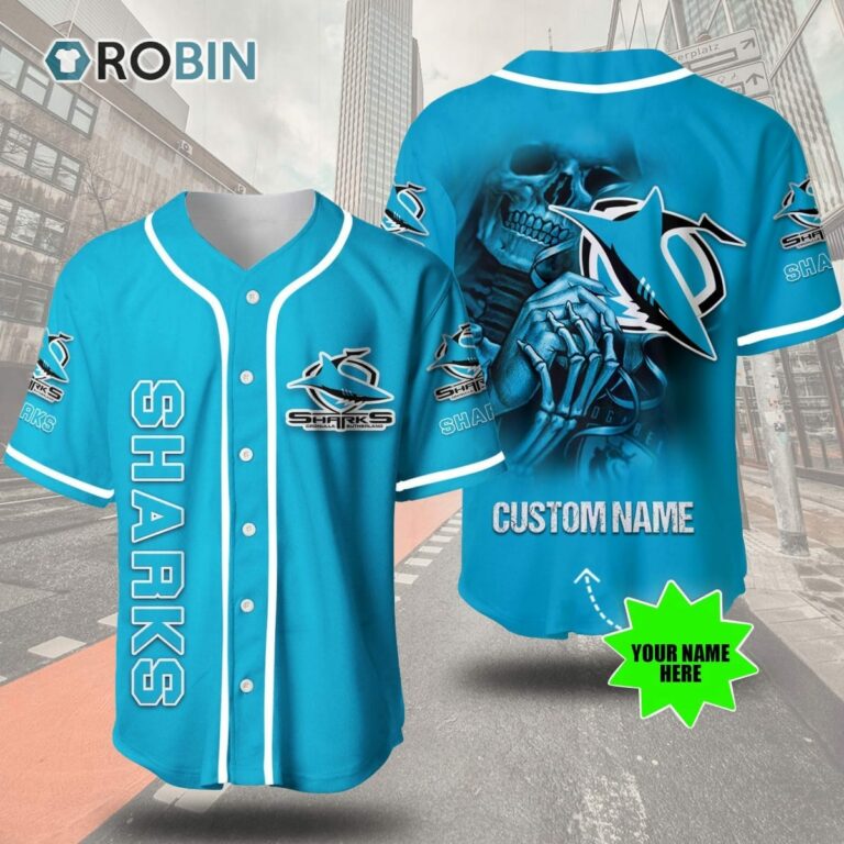 Cronulla-Sutherland Sharks Skull 3D Personalized Baseball Jersey