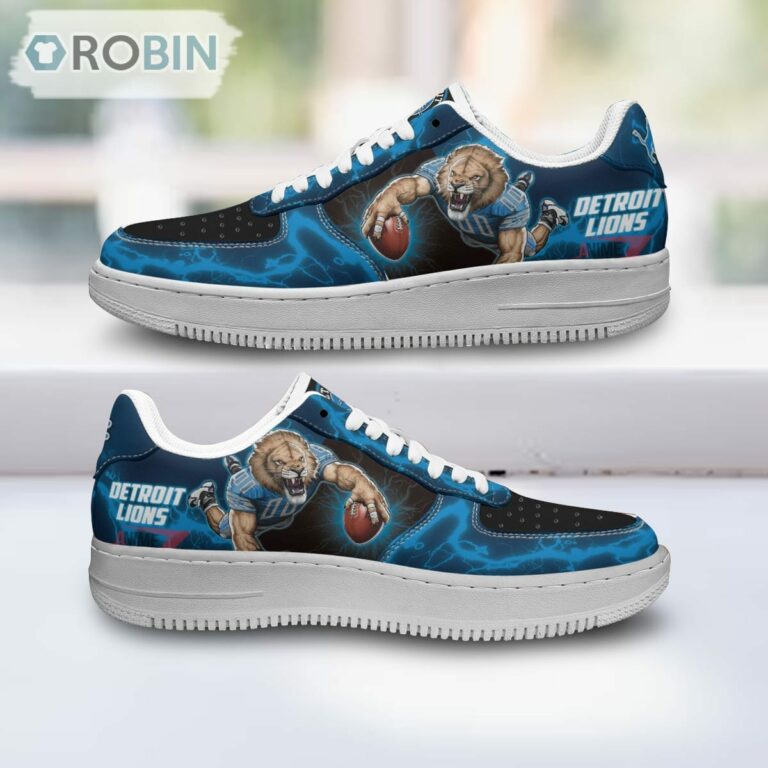 Detroit Lions Air Sneakers Mascot Thunder Style Custom NFL Sport Shoes