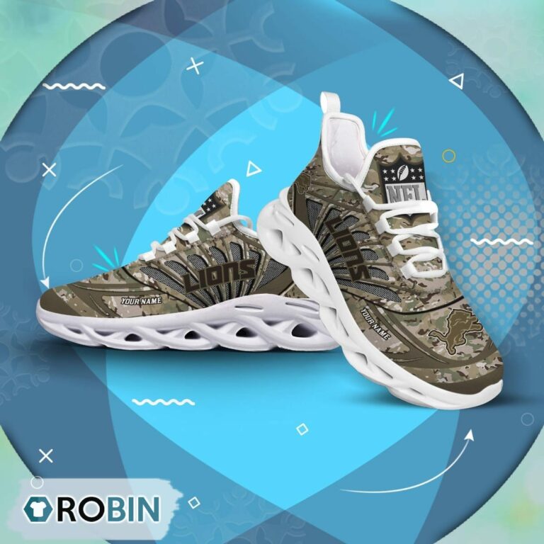 Detroit Lions NFL Personalized Camo Max Soul Shoes