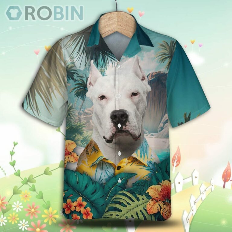 Dogo Argentino Tropical Hawaiian Shirt, For Love Dog Shirts