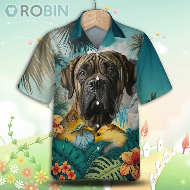 English Mastiff Brindle Tropical Hawaiian Shirt, For Love Dog Shirt