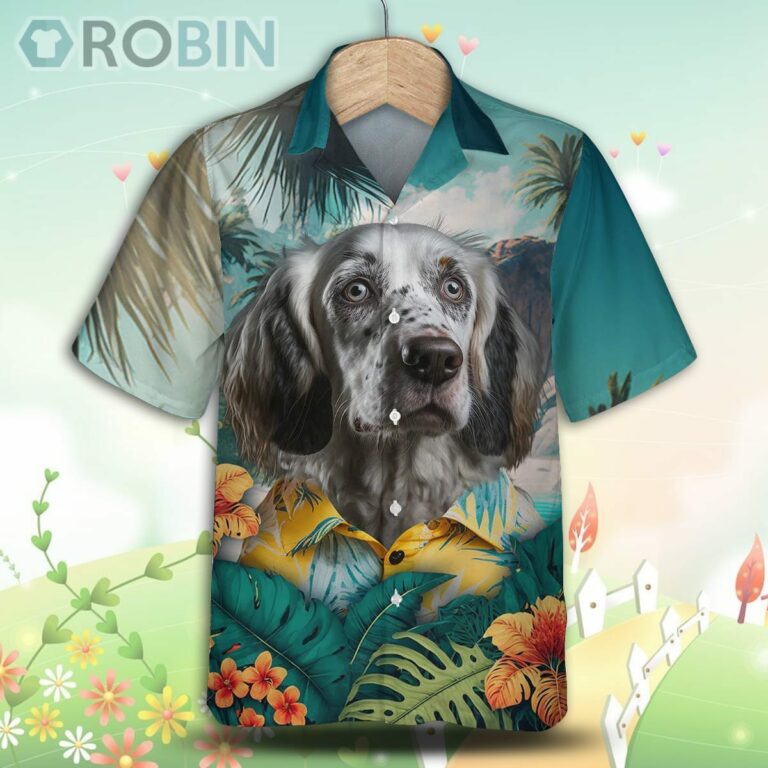 English Setter Tropical Hawaiian Shirt, For Love Dog Shirts