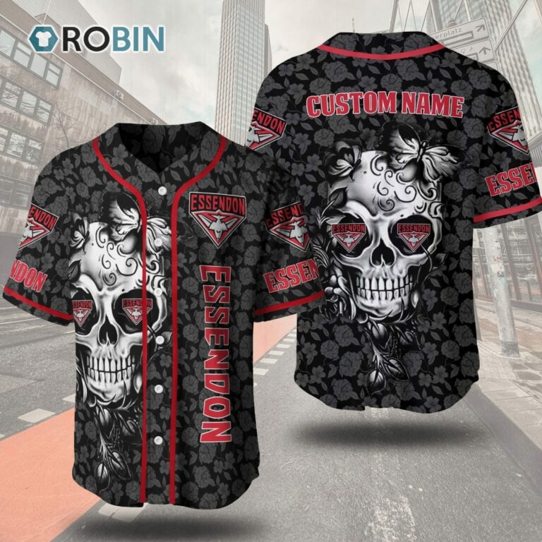 Essendon Football Club Skull Floral 3D Personalized Baseball Jersey