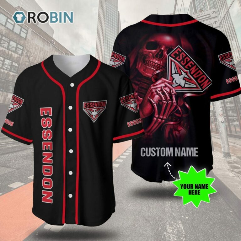 Essendon Football Club Skull 3D Personalized Baseball Jersey