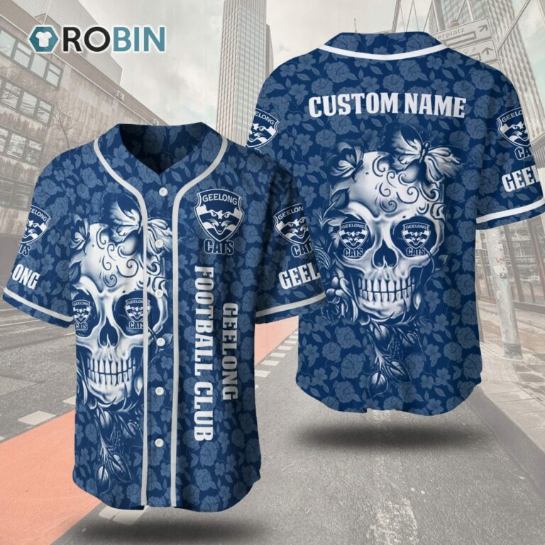 Geelong Football Club Skull Floral 3D Personalized Baseball Jersey