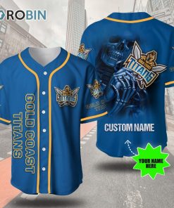 Gold Coast Titans Skull 3D Personalized Baseball Jersey Gold Coast Titans Skull 3D Personalized Baseball Jersey