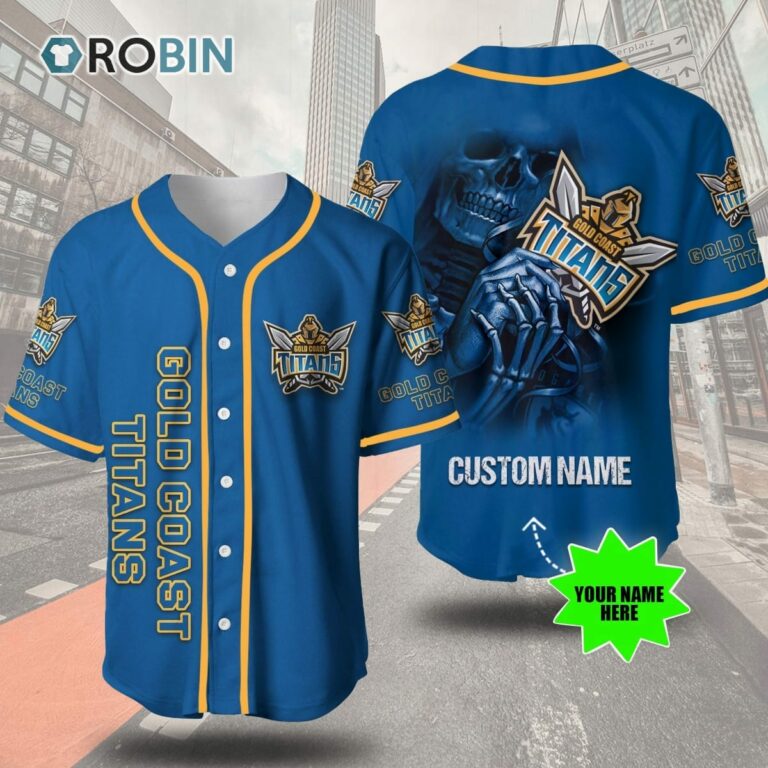 Gold Coast Titans Skull 3D Personalized Baseball Jersey