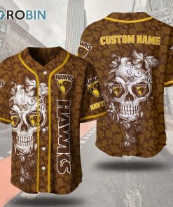Hawthorn Football Club Skull Floral 3D Personalized Baseball Jersey Hawthorn Football Club Skull Floral 3D Personalized Baseball Jersey