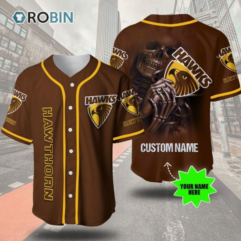 Hawthorn Football Club Skull 3D Personalized Baseball Jersey