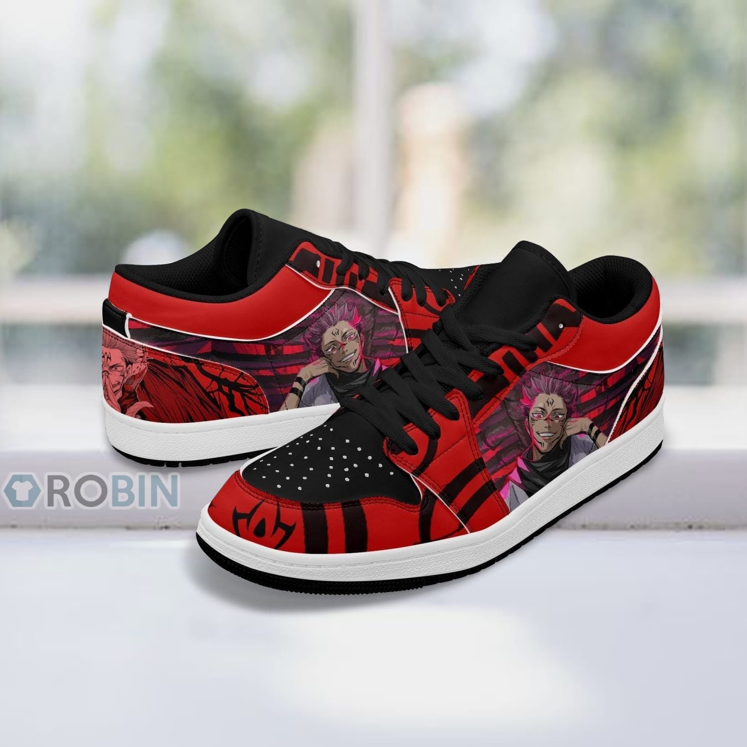 Jujutsu Kaisen Sukuna Shoes, Anime Low Jordan Sneaker - RobinPlaceFabrics