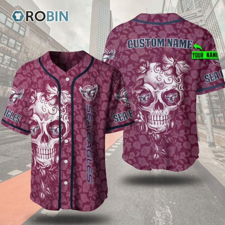 Manly Warringah Sea Eagles Skull 3D Personalized Baseball Jersey