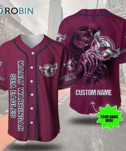 Manly Warringah Sea Eagles  Skull 3D Personalized Baseball Jersey