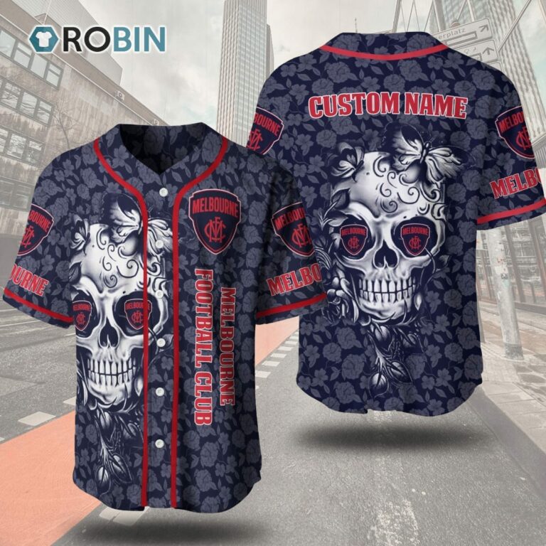 Melbourne Football Club Skull Floral 3D Personalized Baseball Jersey