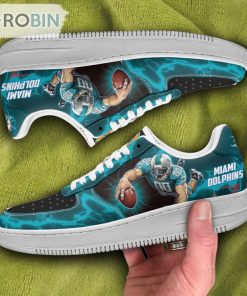 Miami Dolphins Air Sneakers Mascot Thunder Style Custom NFL Sport Shoes Miami Dolphins Air Sneakers Mascot Thunder Style Custom NFL Sport Shoes