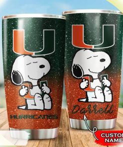 Miami Hurricanes Snoopy Custom Name Tumbler