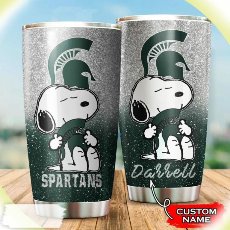 Michigan State Spartans Snoopy Custom Name Tumbler