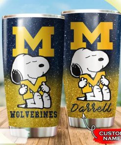 Michigan Wolverines Snoopy Custom Name Tumbler