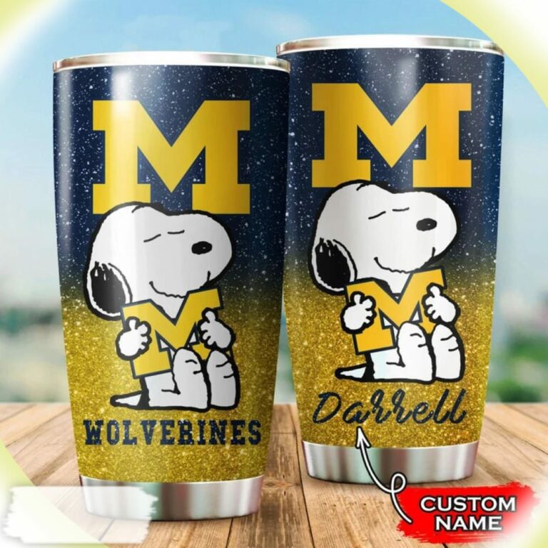 Michigan Wolverines Snoopy Custom Name Tumbler