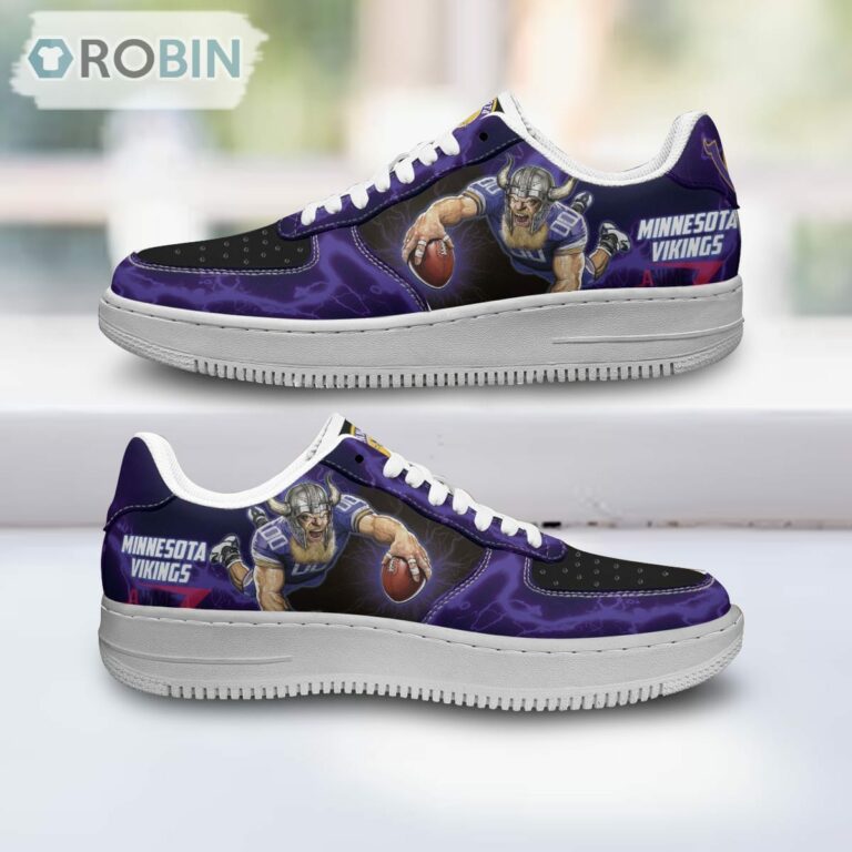 Minnesota Vikings Air Sneakers Mascot Thunder Style Custom NFL Sport Shoes