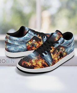 My Hero Academia Bakugo Fire & Ice Shoes, Anime Low Jordan Sneaker