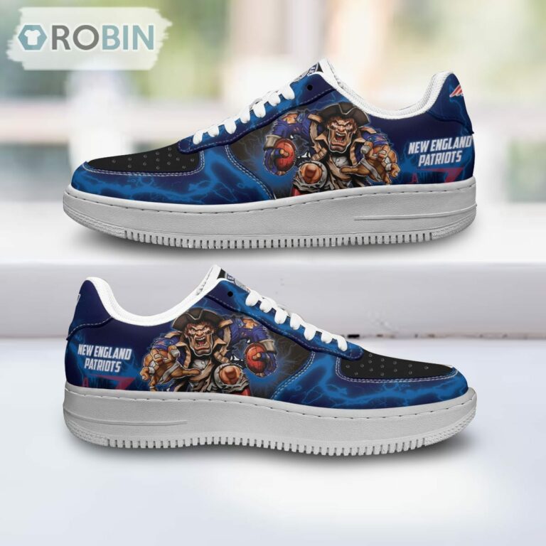 New England Patriots Air Sneakers Mascot Thunder Style Custom NFL Sport Shoes