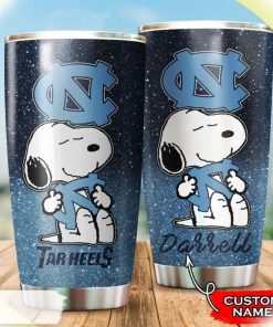 North Carolina Tar Heels Snoopy Custom Name Tumbler