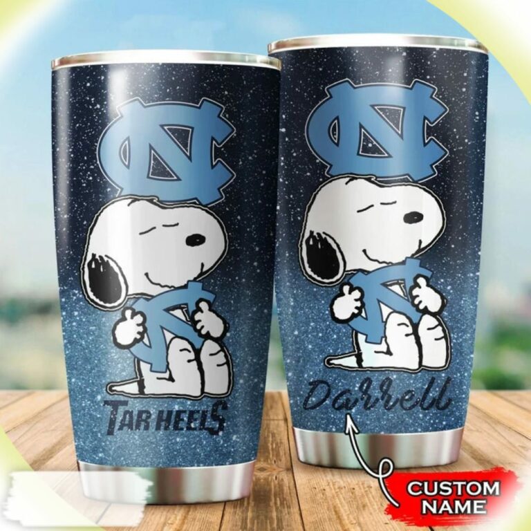 North Carolina Tar Heels Snoopy Custom Name Tumbler