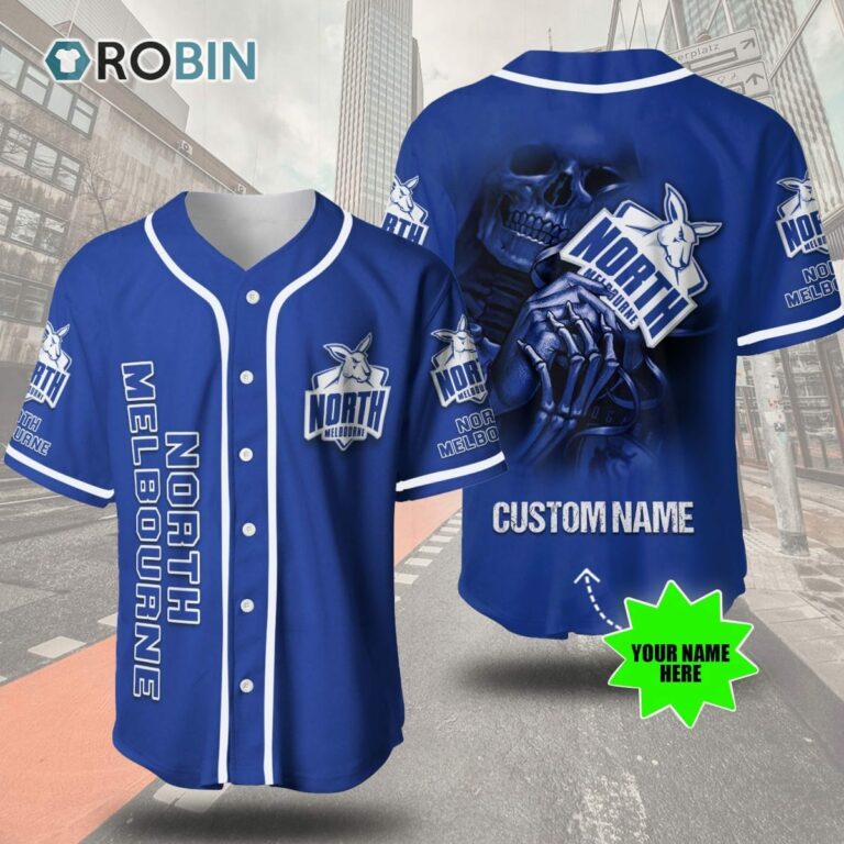 North Melbourne Football Club Skull 3D Personalized Baseball Jersey