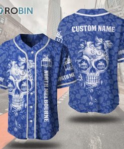 North Melbourne Football Club Skull Floral 3D Personalized Baseball Jersey