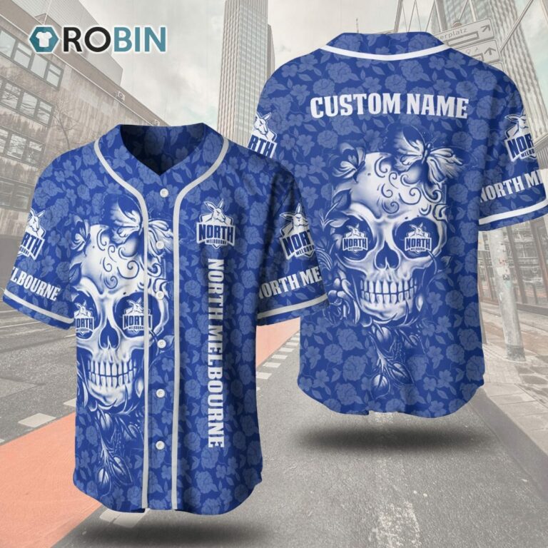 North Melbourne Football Club Skull Floral 3D Personalized Baseball Jersey