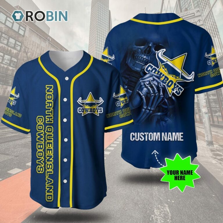 North Queensland Cowboys Skull 3D Personalized Baseball Jersey