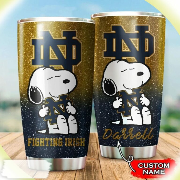 Notre Dame Fighting Irish Snoopy Custom Name Tumbler