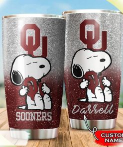 Oklahoma Sooners Snoopy Custom Name Tumbler