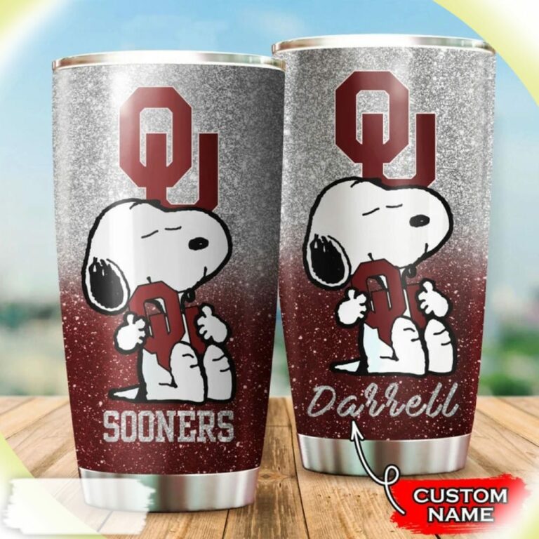 Oklahoma Sooners Snoopy Custom Name Tumbler
