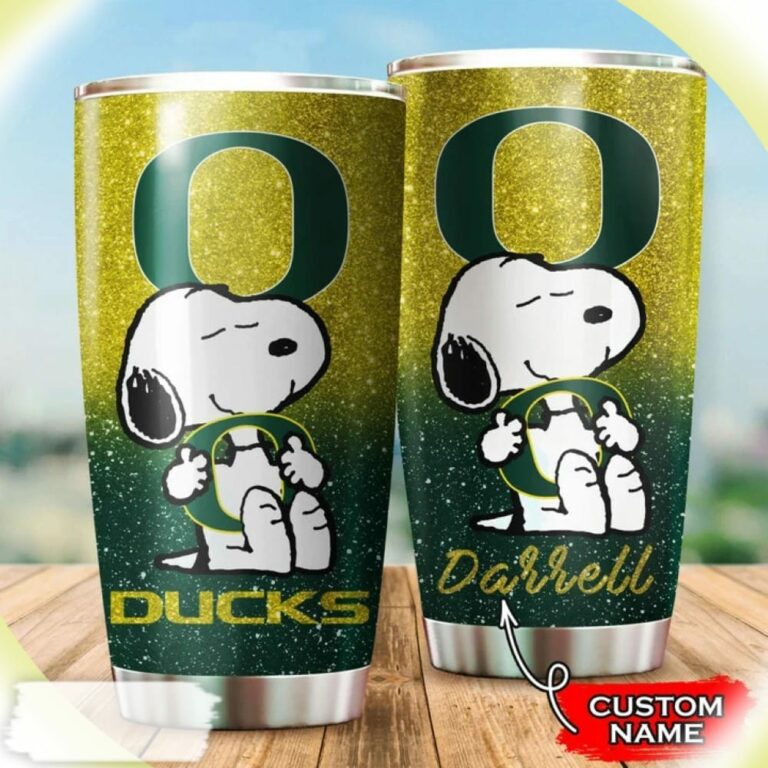 Oregon Ducks Snoopy Custom Name Tumbler