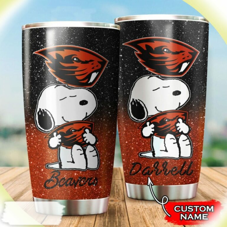 Oregon State Beavers Snoopy Custom Name Tumbler